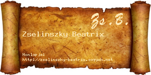 Zselinszky Beatrix névjegykártya